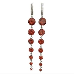 Long Red Tassel Drop Earrings